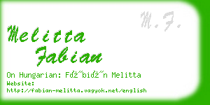 melitta fabian business card